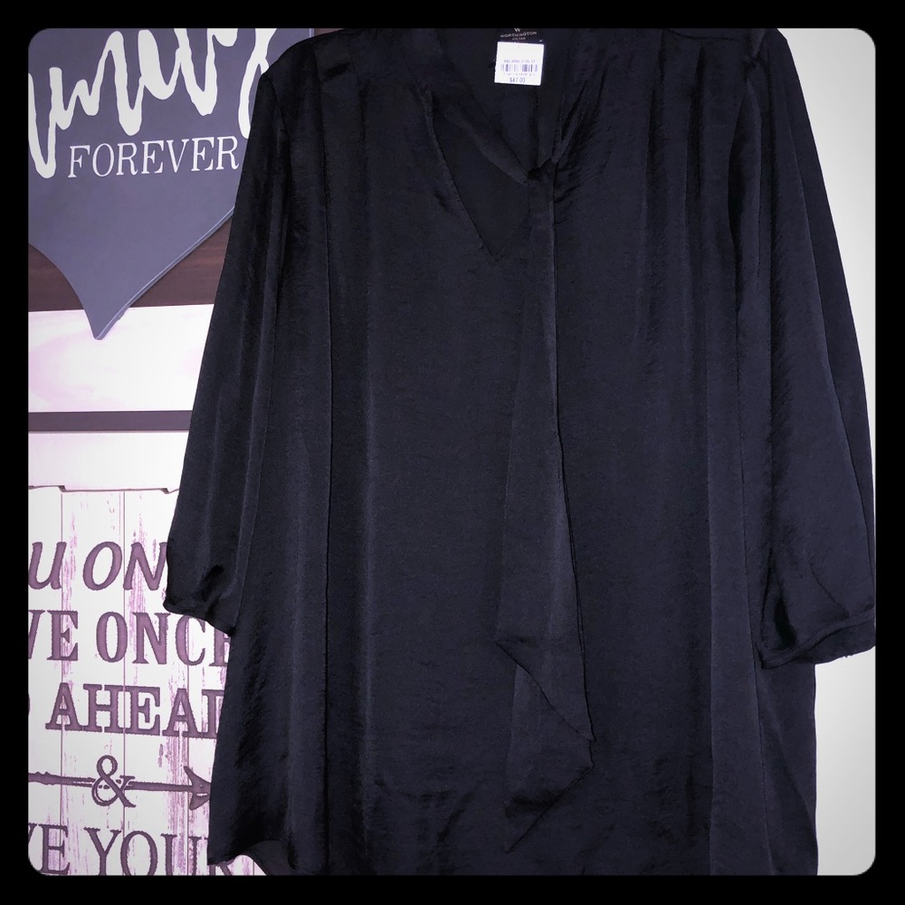 Worthington Black Tie-Front Top